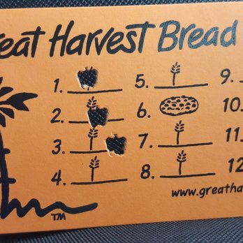 Great Harvest Bread Company - Punch card, 6th punch, free cookie, all 12 punch, free loaf of bread - Bakeries Near Me - Johns Creek, Georgia