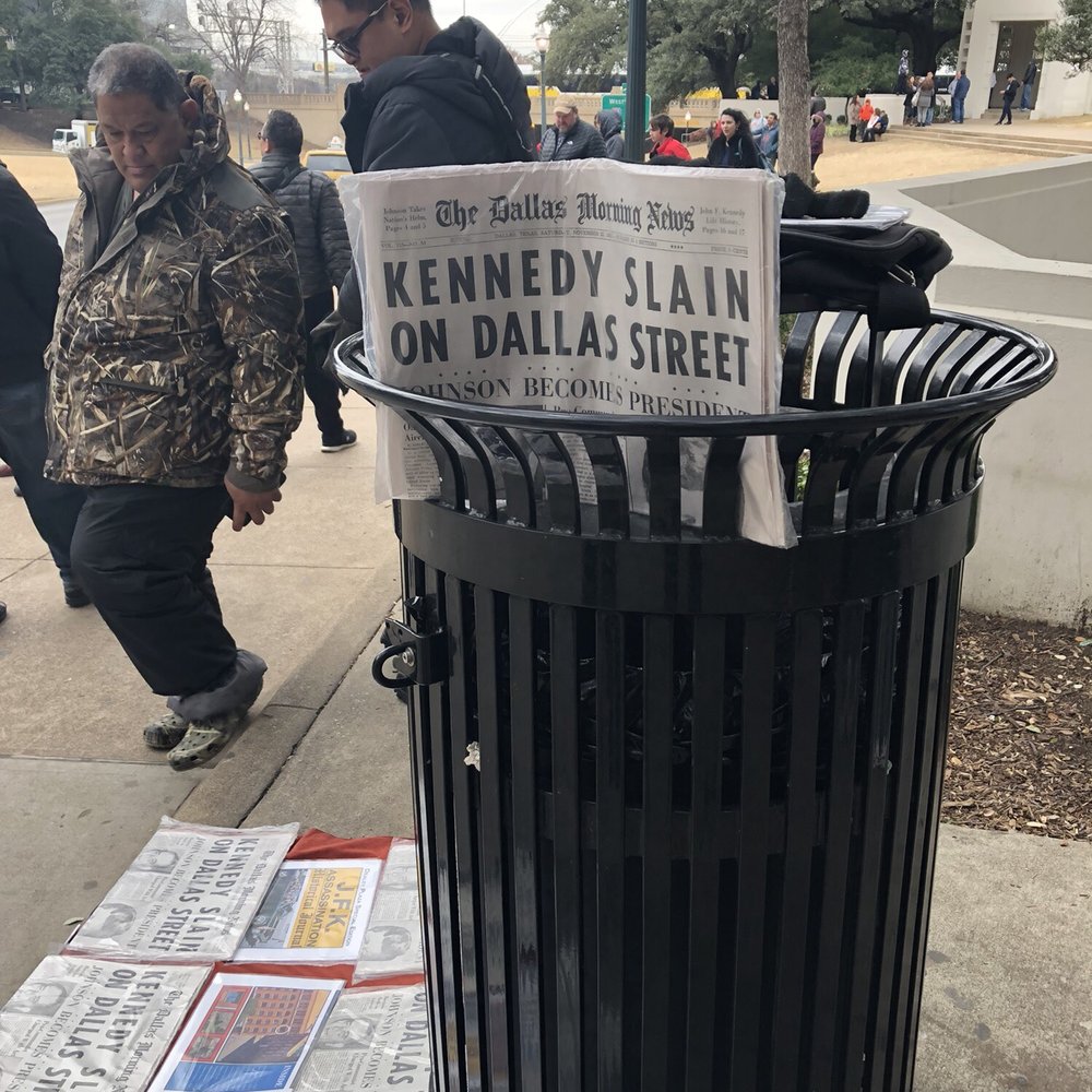 Dealey Plaza - Faux newspapers. The guy was not happy I took a picture and didn't buy one. - Landmarks & Historical Buildings Near Me - Dallas, Texas Dealey Plaza - Faux newspapers. The guy was not happy I took a picture and didn't buy one. - Landmarks & Historical Buildings Near Me - Dallas, Texas