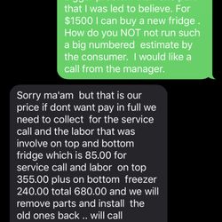 Appliance Services San Antonio - I questioned the bill, asked them to call me, were quick to respond to take the parts away. I have to question how many times this happens
