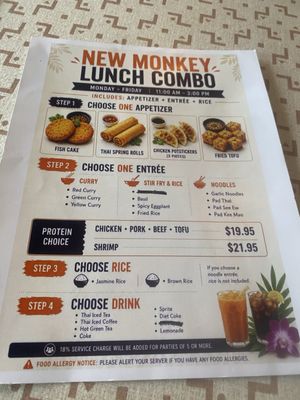 Menu photo 1 New Monkey Thai Alameda, CA
