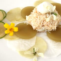 Avalon - Gerecht van krab naar recept van Sergio Herman, bij Avalon Wijn en Spijs