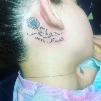 Crystal Moon Ink - Behind the ear, I can, I will. Floral tattoo - Tattoo Near Me - Norfolk, Nebraska