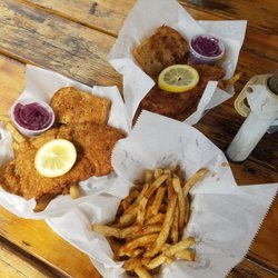 Jo's World Famous Schnitzel Wagon - Two wiener schnitzel and a poutine.