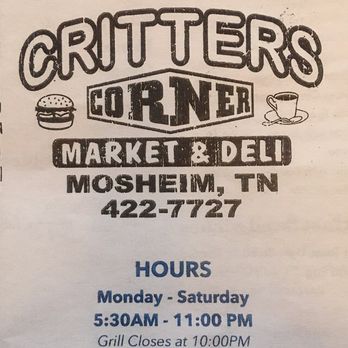 Critters Corner - Menu - Diners Near Me - Mosheim, Tennessee Critters Corner - Menu - Diners Near Me - Mosheim, Tennessee