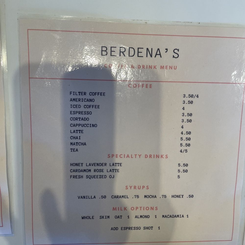 Berdena's - Drink menu - Coffee & Tea Near Me - Scottsdale, Arizona