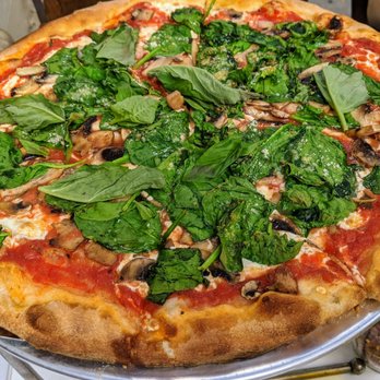 Patsy's Pizzeria - Classic Margarita pizza topped with spinach and mushrooms. - Italian Near Me - New York, New York