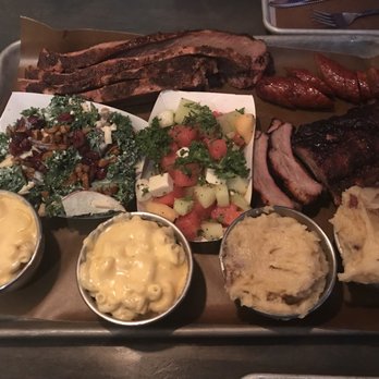 Old Fields Barbecue - Ribs, brisket, sausage, Mac n cheese, mashed potatoes, kale salad, and melon salad. - Barbeque Near Me - Huntington, New York Old Fields Barbecue - Ribs, brisket, sausage, Mac n cheese, mashed potatoes, kale salad, and melon salad. - Barbeque Near Me - Huntington, New York