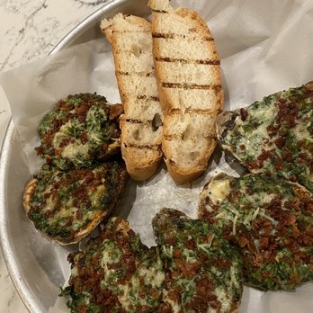 The Rouxpour - Spinach Madeline oysters - Cajun/Creole Near Me - Houston, Texas The Rouxpour - Spinach Madeline oysters - Cajun/Creole Near Me - Houston, Texas