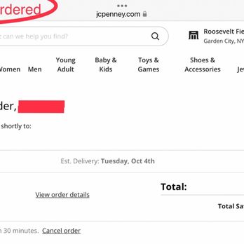 JCPenney - Proof of order date vs their corrupt system showing I ordered 2 days later resulting in a later delivery date. Deceitful! - Department Stores Near Me - Brooklyn, New York