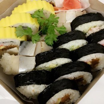 Sakae Sushi - 16 piece box: tamago, california roll, nori-maki, saba (mackerel) for $15 - Japanese Near Me - Gardena, California Sakae Sushi - 16 piece box: tamago, california roll, nori-maki, saba (mackerel) for $15 - Japanese Near Me - Gardena, California