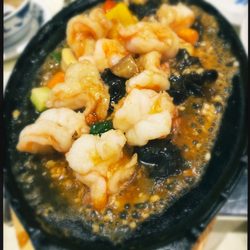 Lon-Men - Garnelen (Black Tiger) nach "Liang-Art"  Super leckere Garnelen mit Morcheln, Knoblauch und Ingwer!