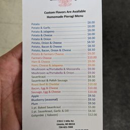 the price list for lila's pierogi the price list for lila's pierogi