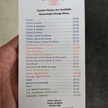 Lila's Pierogi - the price list for lila's pierogi - Polish Near Me - Livonia, Michigan Lila's Pierogi - the price list for lila's pierogi - Polish Near Me - Livonia, Michigan