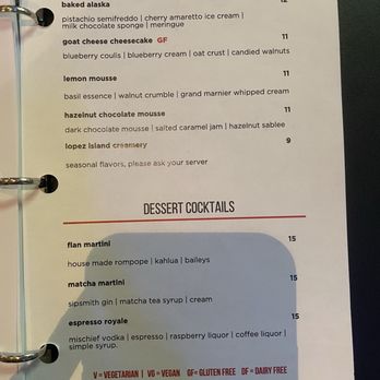 Tidal+ - Dessert menu - Seafood Near Me - Seattle, Washington Tidal+ - Dessert menu - Seafood Near Me - Seattle, Washington