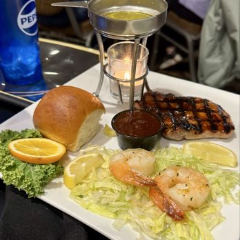 Casablanca Steak House - Two meat combo plate with shrimp and a pork chop. - Steakhouses Near Me - Fort Dodge, Iowa Casablanca Steak House - Two meat combo plate with shrimp and a pork chop. - Steakhouses Near Me - Fort Dodge, Iowa