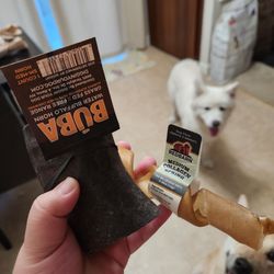 EarthWise Pet - Water buffalo horn and collagen spring that our fur babies picked out!