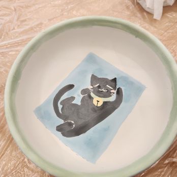 Hello Pottery - Cute cat bowl 3 - Paint-Your-Own Pottery Near Me - Torrance, California