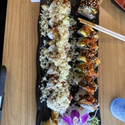 Dragon rolll and volcano roll Dragon rolll and volcano roll