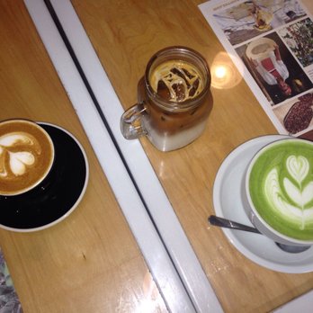 Fortezza Coffee - From left to right: Latte, iced americano, & a green tea latte! - Cafes Near Me - Fort Wayne, Indiana
