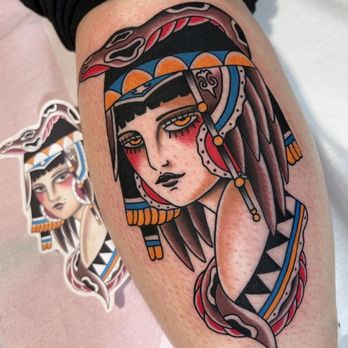 Route Lisbon Tattoo Shop - Egyptian woman by Jonathan Azevedo - Piercing Near Me - Lisbon, 11