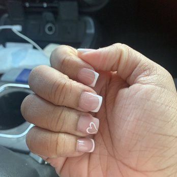 Gossip Nails Spa - French tips with hearts - Nail Salons Near Me - Houston, Texas Gossip Nails Spa - French tips with hearts - Nail Salons Near Me - Houston, Texas