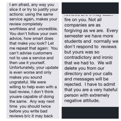 Denton Professional Tutoring - Texts from the Denton "professional" tutor after leaving a yelp review.