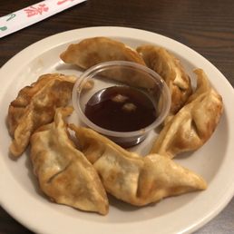 Fried pot stickers appetizer.