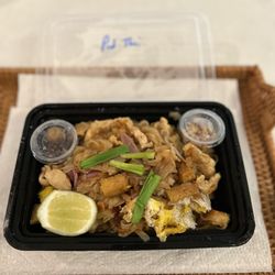 Bangkok Thai Street Food & Market - Pad Thai - with spice on side. (Take-out)