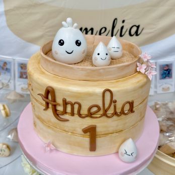 Lavender Bakery & Cafe' - Customized Red velvet dumpling theme cake for my daughter's first birthday. - Cafes Near Me - Berkeley, California