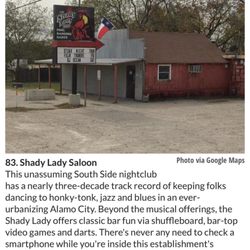 Shady Lady Saloon - Article from the SA CURRENT. That's my name on the marquee BTW ;)