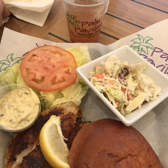 Crabby's Beachside Pavilion - Blackened grouper sandwich and rum runner! - Seafood Near Me - Clearwater Beach, Florida