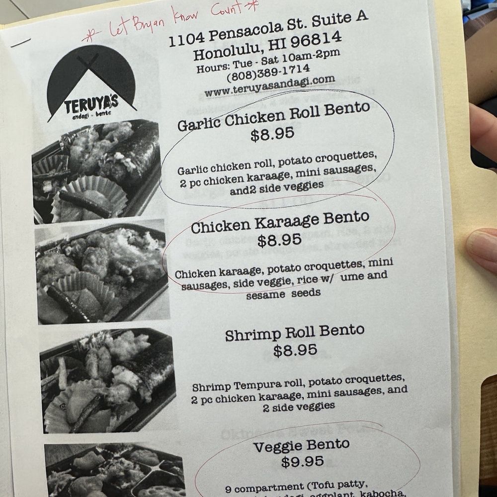 Teruya's Andagi - Menu - Japanese Near Me - Honolulu, Hawaii