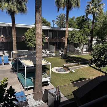 Hotel Valley Ho - View of oh-asis pool from room balcony - Hotels Near Me - Scottsdale, Arizona Hotel Valley Ho - View of oh-asis pool from room balcony - Hotels Near Me - Scottsdale, Arizona