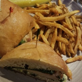 Union Ale House Pub - Chicken artichoke florentine sandwich and fries - Sports Bars Near Me - Prospect Heights, Illinois