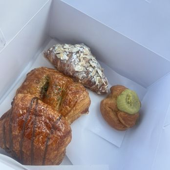 Liliha Bakery - Chocolate croissant, ham and cheese croissant, almond croissant, coco puff (matcha) - Bakeries Near Me - Honolulu, Hawaii