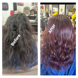Before and after the stylist