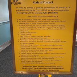 Concord Mall - Code of Conduct. Notice the second to last rule.