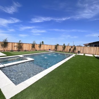 Advantage Pools - Advantage Pools 17x36 Pool and 8x8 Spa. Tahoe Blue, with mini pebble plaster (pool and spa with deck jets). - Landscaping Near Me - Brentwood, California