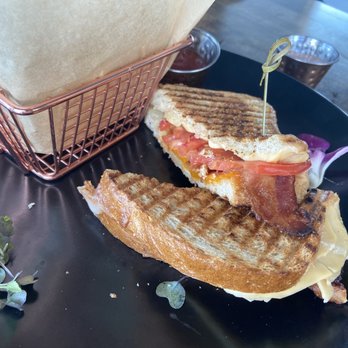 Hangar One Bistro Eatery & Bar - Grilled cheese with 3 cheeses and with bacon and tomato... amazinnnng - New American Near Me - St. Augustine, Florida Hangar One Bistro Eatery & Bar - Grilled cheese with 3 cheeses and with bacon and tomato... amazinnnng - New American Near Me - St. Augustine, Florida