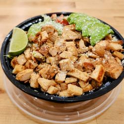 The Burrito City - Chicken Bowl with Chipotle Sauce on the side.