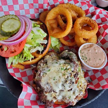 Bout Time Pub & Grub - Garlic Burger with Onion - Sports Bars Near Me - Vineyard, Utah