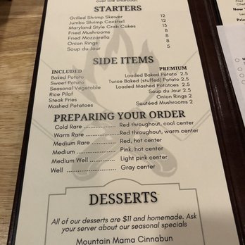 Peddler Steak House - Menu (April 2023) - Steakhouses Near Me - Boone, North Carolina