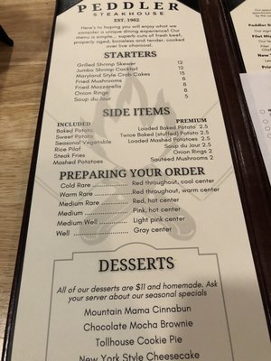 Menu photo 4 Peddler Steak House Boone, NC