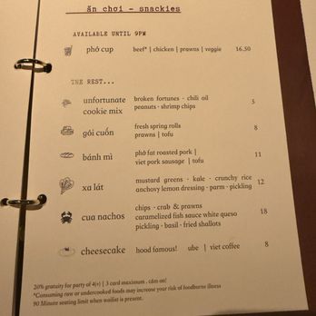 Phocific Standard Time - Menu - Vietnamese Near Me - Seattle, Washington