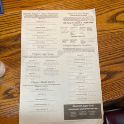 O'Bryan's Pub - Back off menu