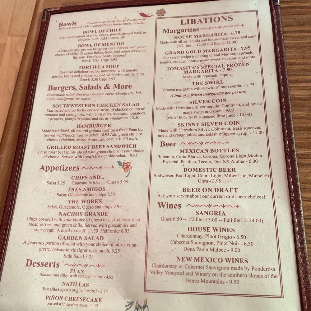 Tomasita's - Menu - New Mexican Cuisine Near Me - Santa Fe, New Mexico Tomasita's - Menu - New Mexican Cuisine Near Me - Santa Fe, New Mexico