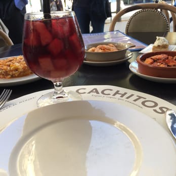 Cachitos - Watermelon red wine sangria, chorizo, shrimp and garlic, and paprika octopus tapas! - Tapas Bars Near Me - Barcelona, B Cachitos - Watermelon red wine sangria, chorizo, shrimp and garlic, and paprika octopus tapas! - Tapas Bars Near Me - Barcelona, B