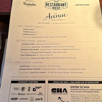 The Avenue Steak Tavern - Restaurant week offering - Steakhouses Near Me - Columbus, Ohio The Avenue Steak Tavern - Restaurant week offering - Steakhouses Near Me - Columbus, Ohio