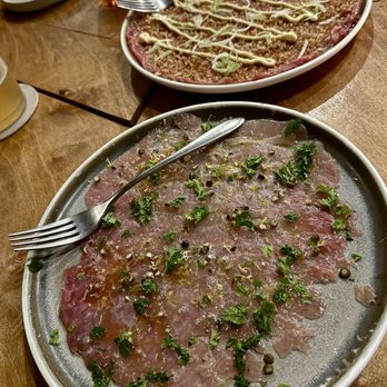 Equal Parts - Beef carpaccio; Kona kanpachi - New American Near Me - San Francisco, California Equal Parts - Beef carpaccio; Kona kanpachi - New American Near Me - San Francisco, California
