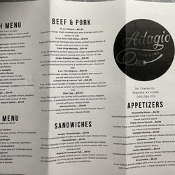 Adagio Pasta & Grill - Adagio To-Go Menu (front and back).